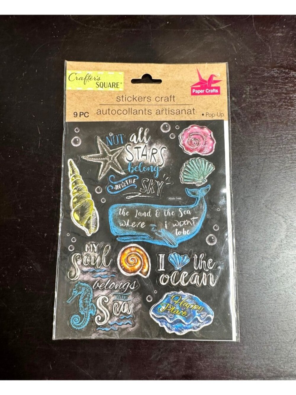 Crafters Square 9-Piece Pop-Up Ocean-Themed Craft Stickers For Scrapbooking